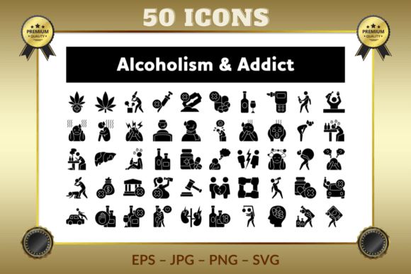 Alcoholism Addict Glyph Icons Graphics Review