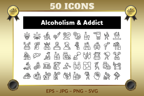 Reviewing Alcoholism Addict Outline Icons for Embroidery